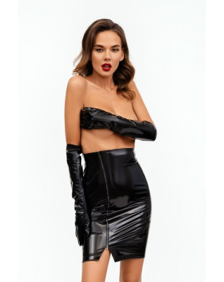 ЮБКА ИЗ ЧЕРНОГО ВИНИЛА (ОТ МОНАШКИ), размер M, (7106/M)