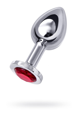 Анальная втулка Metal by TOYFA, металл, серебряная, с рубиновым кристаллом, 10 см, d 4 см, 360 г (0T