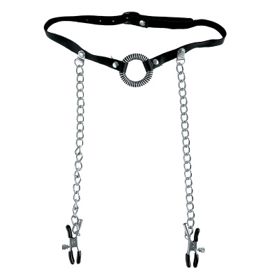 Кольцо-расширитель для рта+цепочки с клипсами д/сосков груди Fetish Fantasy LTD (4419-23 PD ЭМ)