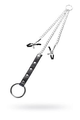 Зажимы для сосков TOYFA Metal с кольцом для пениса, серебряные, 60 см (0T-00012167)