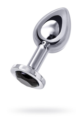 Анальная втулка Metal by TOYFA, металл, серебряная, с черным кристаллом, 10 см, d 4 см, 360 г (0T-00