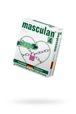 Презервативы Masculan, ultra 4, ультрапрочные, 19 см, 5,3 см, 3 шт. (0T-00005548)